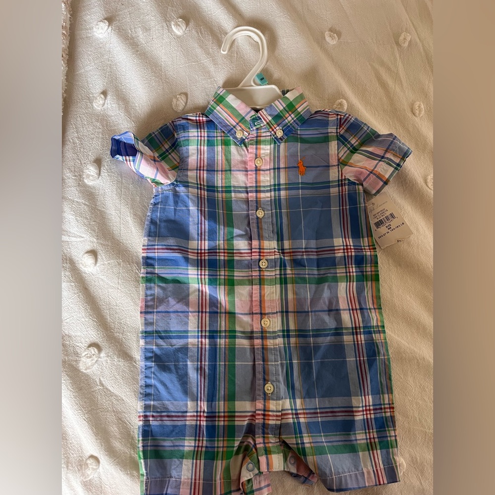 New boys Ralph Lauren romper short sleeves 6m
